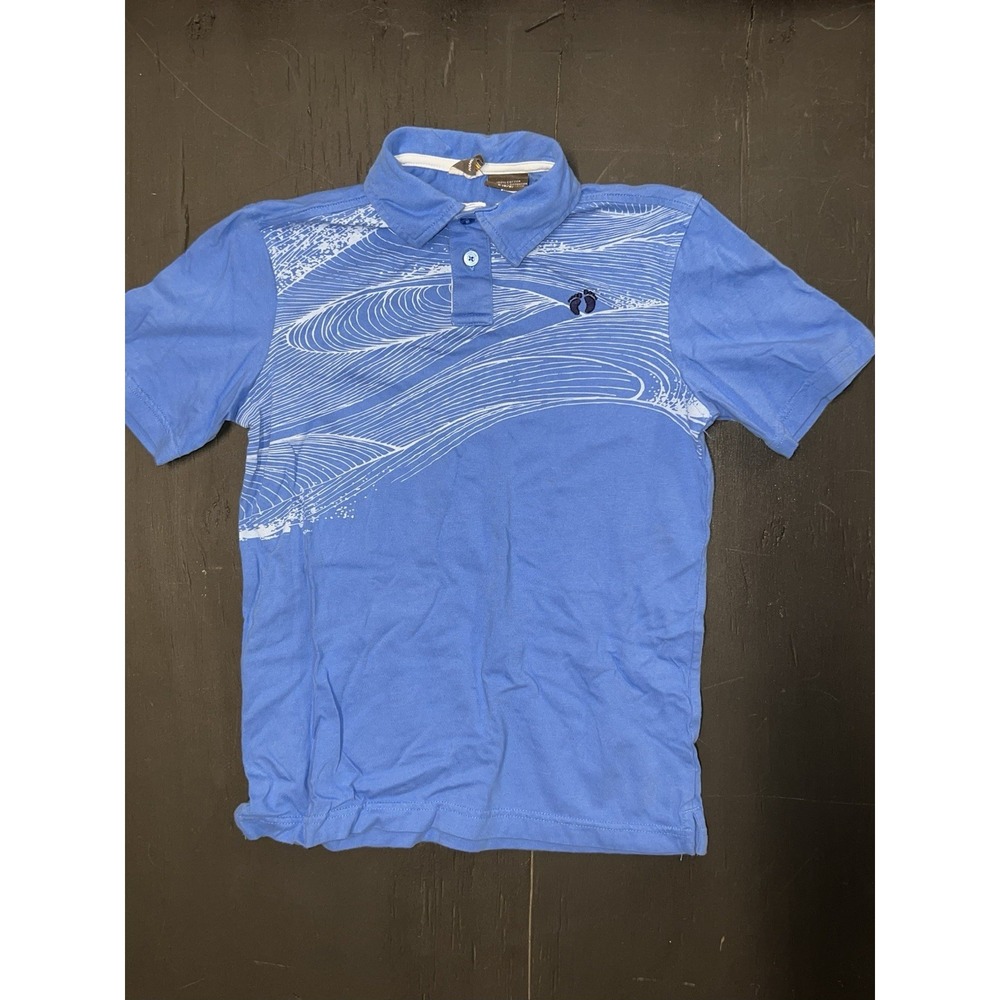 HANG TEN Polo Shirt Gray Blue  Sewn Logo Surf Beach Boys Slim Fit Small‎